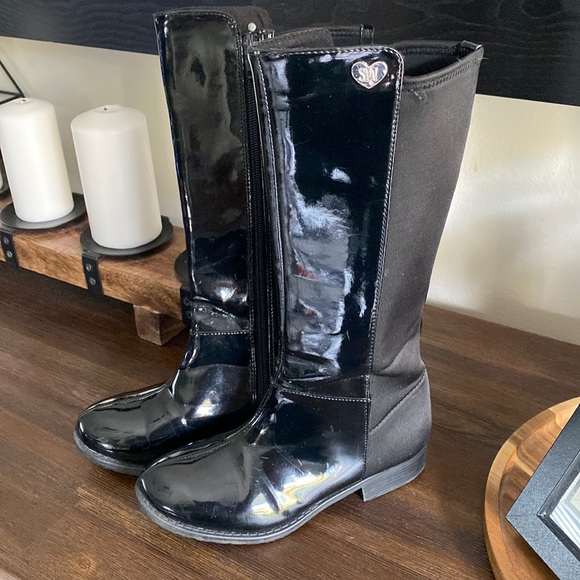 Girl’s Stuart Weitzman 50/50 Black Patent Boot - Picture 1 of 6